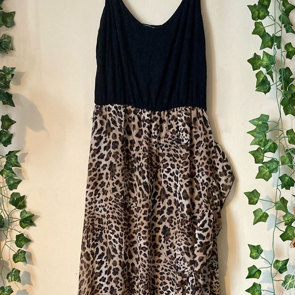 Black and cheetah print maxi dress